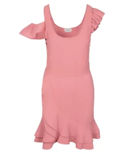 Compact Knit Mini Ruffle Dress-Alexander McQueen New