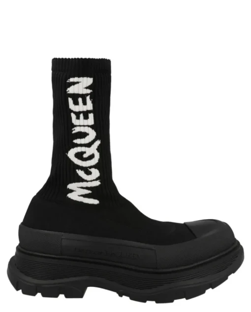 Alexander McQueen Ribbed Knit Tread Slick Boots-PROOZY Discount