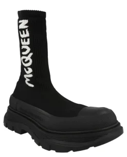 Alexander McQueen Ribbed Knit Tread Slick Boots-PROOZY Discount