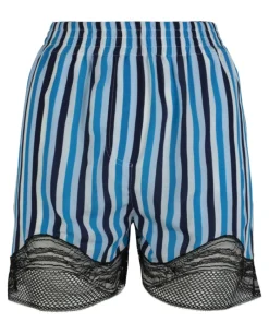 Burberry Lace-Trim Stripe Silk Shorts-PROOZY Sale