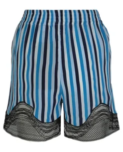 Burberry Lace-Trim Stripe Silk Shorts-PROOZY Sale