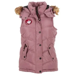 Women's Puffer Vest with Faux Fur Trim Hood-Canada Weather Gear New
