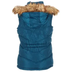 Women's Puffer Vest with Faux Fur Trim Hood-Canada Weather Gear New