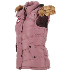 Women's Puffer Vest with Faux Fur Trim Hood-Canada Weather Gear New
