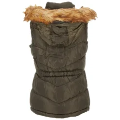Women's Puffer Vest with Faux Fur Trim Hood-Canada Weather Gear New