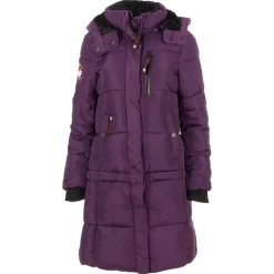 Women's Long Puffer with Sherpa Lined Hood-Canada Weather Gear New