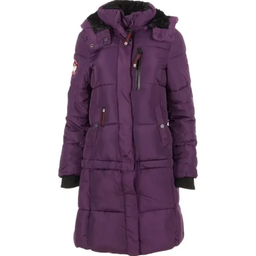Women's Long Puffer with Sherpa Lined Hood-Canada Weather Gear New