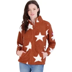 Women's Full Zip Printed Sherpa Jacket-Canada Weather Gear Hot