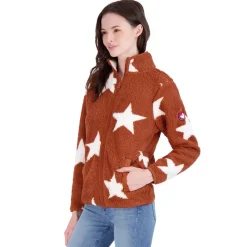 Women's Full Zip Printed Sherpa Jacket-Canada Weather Gear Hot