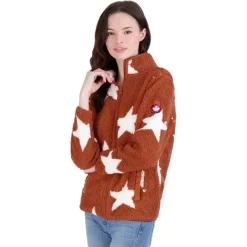 Women's Full Zip Printed Sherpa Jacket-Canada Weather Gear Hot