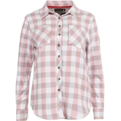 Women's 2 Pocket Plaid Button Up Long Sleeve Shirt-Canada Weather Gear Fashion