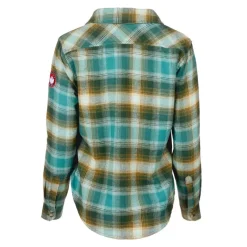 Women's 2 Pocket Plaid Button Up Long Sleeve Shirt-Canada Weather Gear Fashion