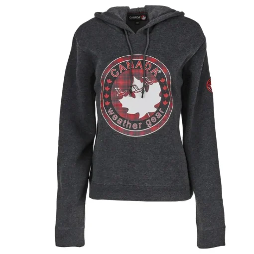 Women's Logo Printed Fleece Hoodie-Canada Weather Gear Fashion