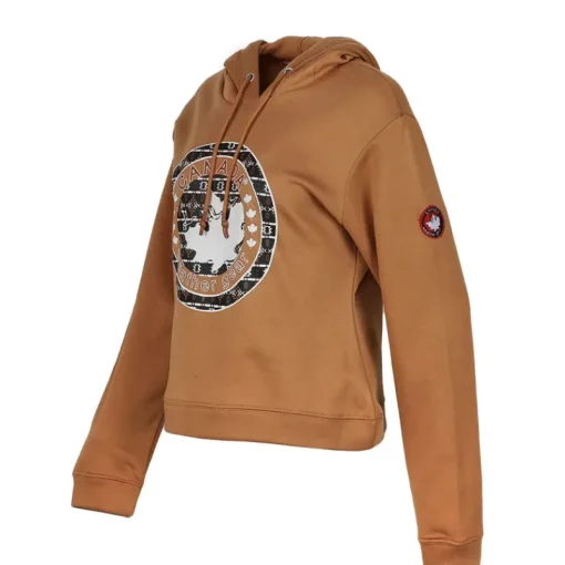 Women's Logo Printed Fleece Hoodie-Canada Weather Gear Fashion