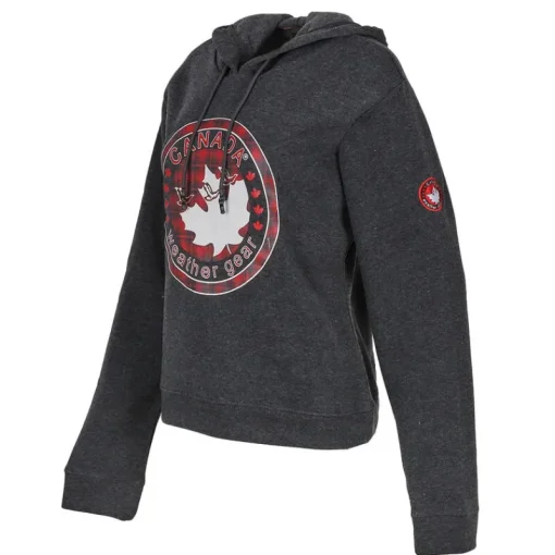 Women's Logo Printed Fleece Hoodie-Canada Weather Gear Fashion