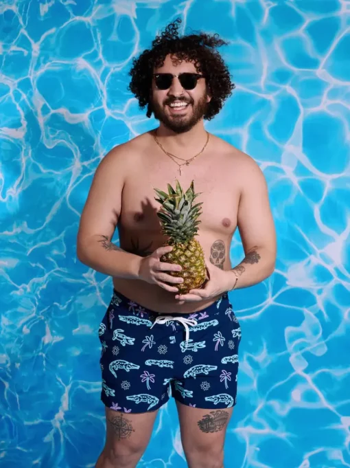 The 5.5" Inseam Polyester/Spandex Swim Trunks with Mesh Brief Liner in Navy Blue-Chubbies New