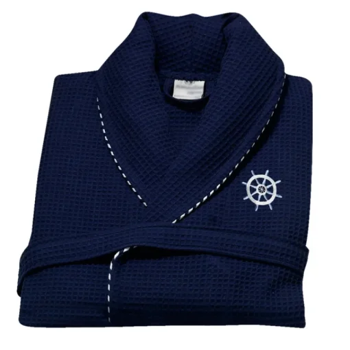 Classic Turkish Cotton Nautical Sailor Waffle Unisex Bathrobes-Classic Turkish Towels Clearance