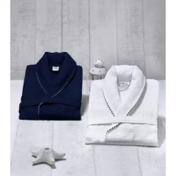 Classic Turkish Cotton Nautical Sailor Waffle Unisex Bathrobes-Classic Turkish Towels Clearance