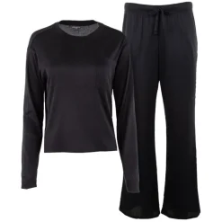 Women's 2 Piece Long Sleeve Ribbed Sleepwear Set-Eddie Bauer Hot