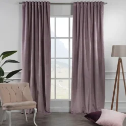 Extra Long Solid Luxury Matte Velvet Soft Curtain 2 Panels Hanging Back Tap & Rod Pocket Home Décor 5-25 Feet Custom Made Curtains - Made in Turkey-Classic Turkish Towels Clearance