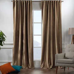 Extra Long Solid Luxury Matte Velvet Soft Curtain 2 Panels Hanging Back Tap & Rod Pocket Home Décor 5-25 Feet Custom Made Curtains - Made in Turkey-Classic Turkish Towels Clearance