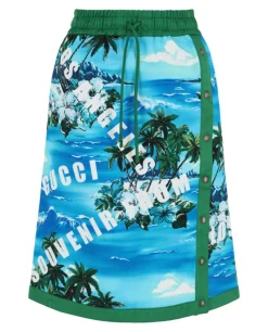 Hawaiian Printed Knee-Length Skirt-Gucci New
