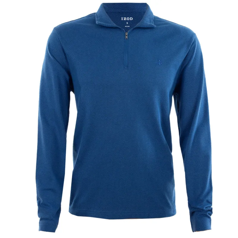 Men's Popcorn Jacquard Long Sleeve 1/4 Zip-IZOD Clearance