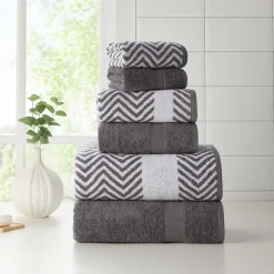 6 Piece Chevron Jacquard Towel Set with Lets Dry-Kathy Ireland Discount
