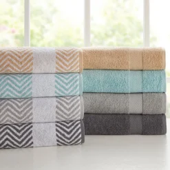 6 Piece Chevron Jacquard Towel Set with Lets Dry-Kathy Ireland Discount