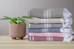Luxury Thick Peshtemal Turkish Cotton Towel - 40 X 70 - Hand Knotted-Classic Turkish Towels Sale