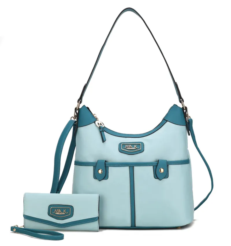 Women's Harper 2 Pcs Nylon Hobo Shoulder Handbag With Matching Wallet-MKF Collection Outlet