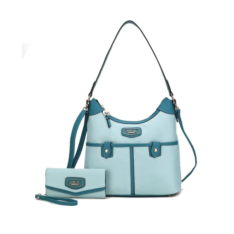 Women's Harper 2 Pcs Nylon Hobo Shoulder Handbag With Matching Wallet-MKF Collection Outlet