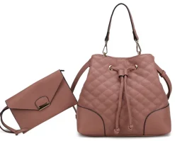 Women's Wendy 2 Pcs Bucket Bag With Wristlet-MKF Collection Fashion