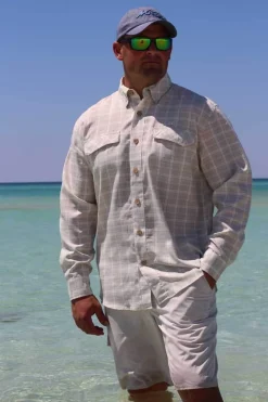 Coastal Plaid Men's Long Sleeve Fishing Shirt-Mojo Sportswear Company Hot