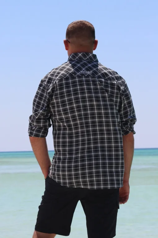 Coastal Plaid Short Sleeve Men's Fishing Shirt-Mojo Sportswear Company New