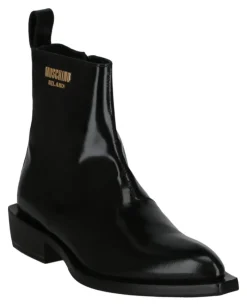 Gold Lettering Logo Ankle Boots-Moschino Fashion