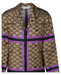 Off-White Monogram Pajama Silk Shirt-Off White Fashion