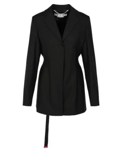 Off-White Wool Blend Relaxed Fit Blazer-PROOZY Online
