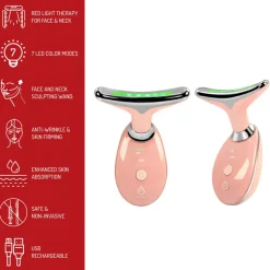 7-in-1 LED Light Therapy Beauty Device - Red Light Therapy Face & Neck Sculpting Wand-Pursonic Outlet