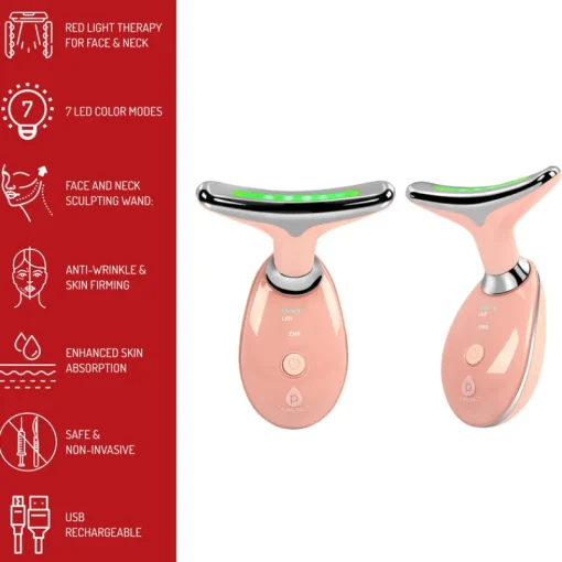 7-in-1 LED Light Therapy Beauty Device - Red Light Therapy Face & Neck Sculpting Wand-Pursonic Outlet