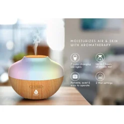 Aromatherapy Diffuser & Essential Oil Set-Ultrasonic Top 3 Oils-300ml with 2 Mist Settings 7 Ambient Light Settings-Pursonic Clearance