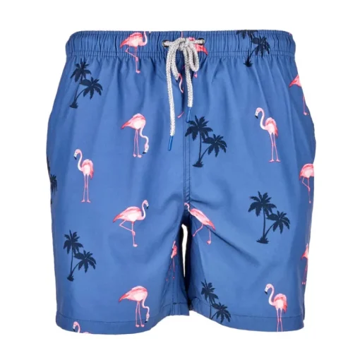 Men's Flamingo Blues Swim Trunks-Rainforest Fashion