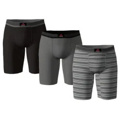Men's 3 Pack Featherweight Long Leg Boxer Briefs-Reebok New