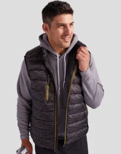 Swing Juice Golf Rhythmic Lines Men's Packable Puffer Vest-SwingJuice Best