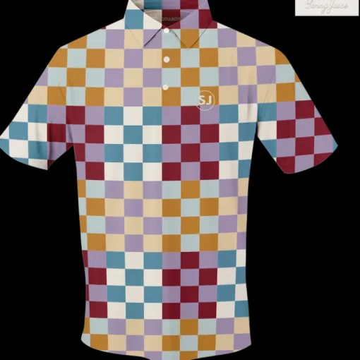 Golf Multi Checker Men's Polo-SwingJuice Clearance