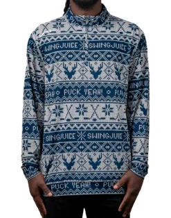 Hockey Puck Yeah Fairisle Men's Quarter Zip-SwingJuice Sale