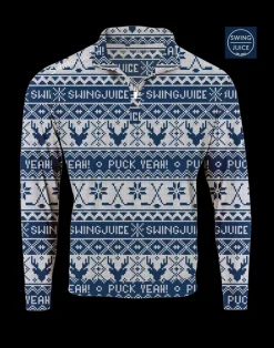 Hockey Puck Yeah Fairisle Men's Quarter Zip-SwingJuice Sale