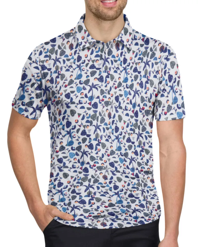 Men’s Print Golf Polos-Three Sixty Six Hot