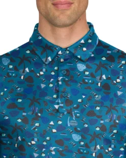 Men’s Print Golf Polos-Three Sixty Six Hot
