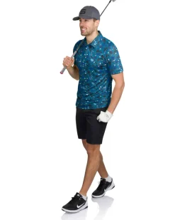 Men’s Print Golf Polos-Three Sixty Six Hot